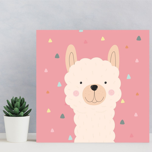 Placa Decorativa Divertida Infantil A Lhama 30x30cm