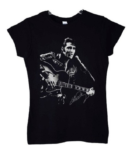 Polera Mujer Elvis Presley Singing Signatu Rock Abominatron 