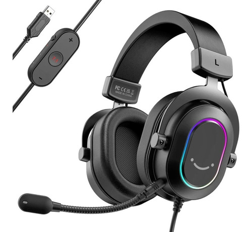 Headset Fifine Ampligame H6 Rgb 7.1 Surround Gamer Cor Preto