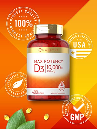 Suplemento Carlyle De Vitamina D3, 10000 Ui, 400 Cápsulas Bl