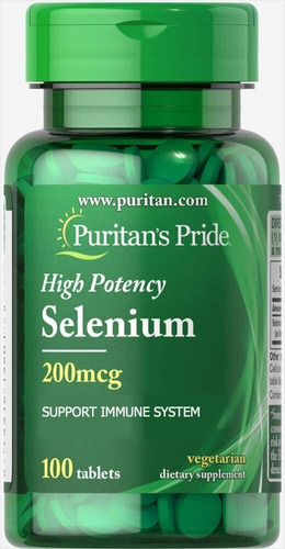 Puritans Pride Selenium Suplemento Selenio 200 Mgc - 100 Pz Sabor Sin sabor