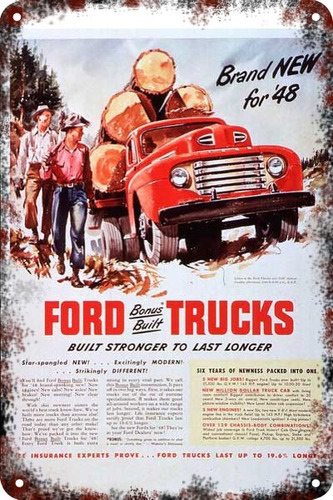 Poster Carteles Antiguos 60x40cm Ford Trucks Pickups Au-101