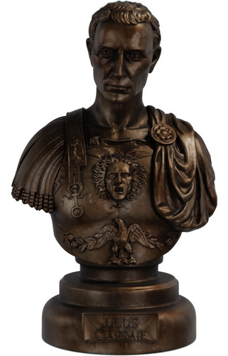 Estátua Busto Júlio César - Julius Roma Romano - Estatueta Cor Cor Cobre Antigo