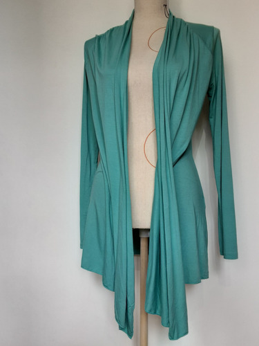 Imagen 2 de 10 de Chaleco Oversize Abierto Color Verde Agua, Talla L