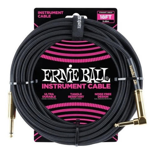 Cable Ernie Ball 18ft P06086 Negro 5,49 Metros