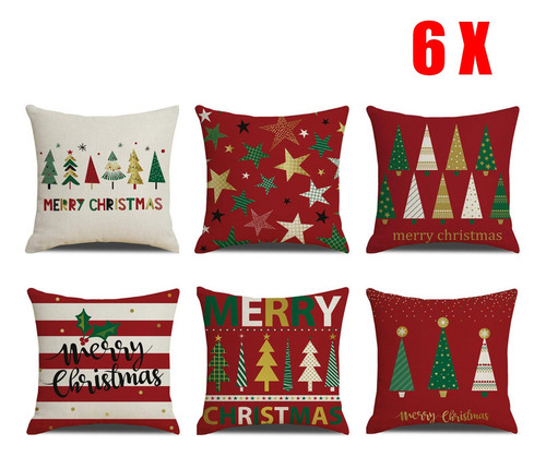 F Conjunto De 6 Fronhas De Natal 45 X 45cm