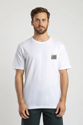 Polera Manga Corta Hombre Garzas Blanco Froens