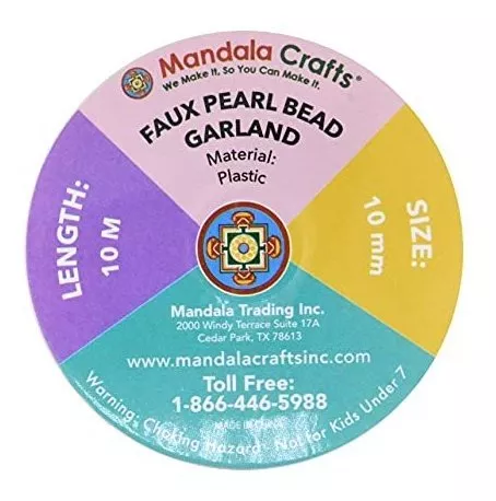Mandala Crafts Faux Silver Pearl Beads Garland - 10mm 11 yds Silver Pearl Strands Spool Pearl String Bead Roll Pearl Garland for, Pearl