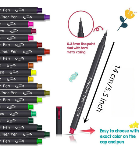 Bolígrafo Gxb-24colors Para Dibujo Lineal Con Punta Microaju
