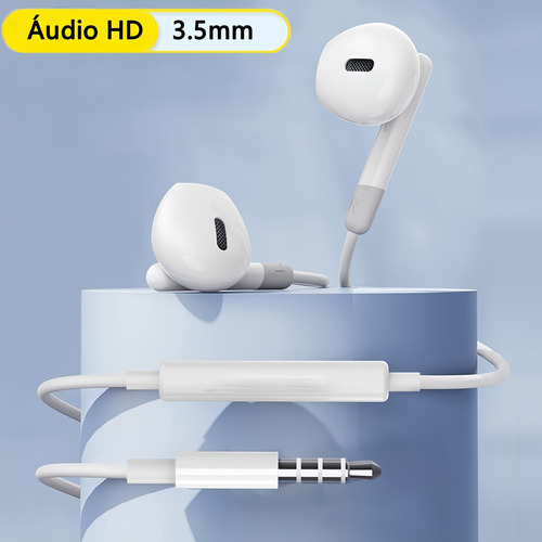 Fones De Ouvido Com Microfone E Fio Ezra Cor Preto Branco