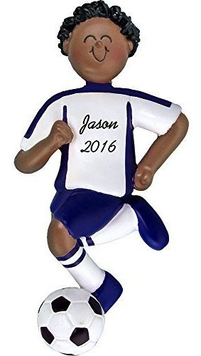 Adorno Navideño Personalizado De Fútbol - Uniforme Azul - Ma