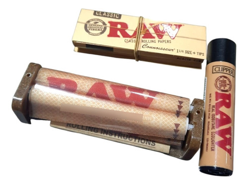 Kit Enroladora + Papelillo Con Boquilla + Encendedor Beige