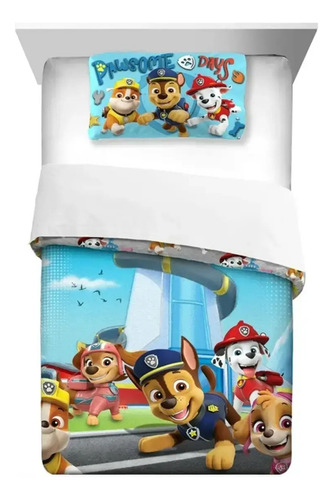 Set De Edredón Para Niños Paw Patrol, 2 Piezas, Reversible Color Diseño De La Tela Paw Patrol