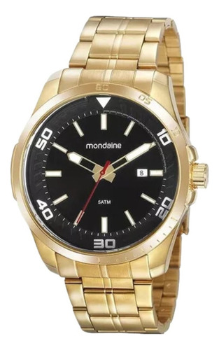 Relógio Dourado Masculino Mondaine Clássico 32153gpmvde1 Cor do fundo Preto