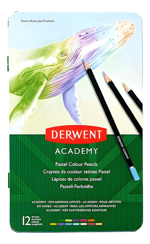 Lapis Pastel Derwent Academy Com 12 Cores Estojo Lata Cor da marcação Variadas