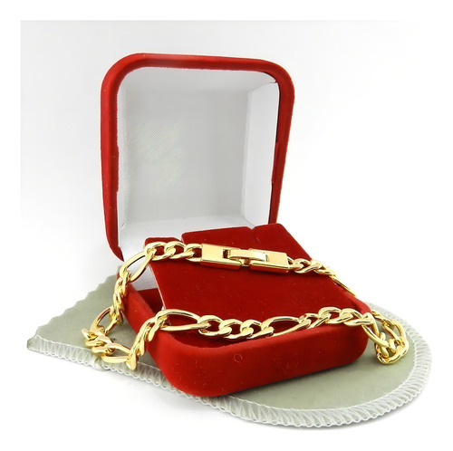 Pulseira Masculina 25cm 6mm Largura Folheada Ouro Pl235 Comprimento 25 Cm Cor Dourado