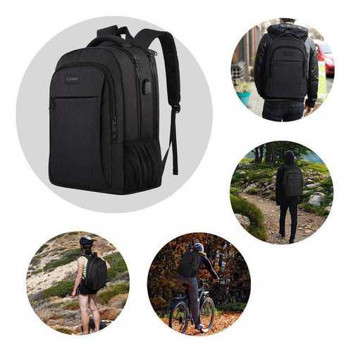Mochila Impermeable Para Computadora Portátil Para Niñas Color Negro