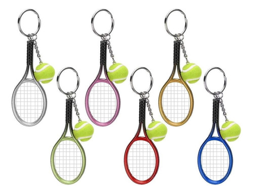 Llavero De Raqueta De Tenis De Simulación 6 Uds, Decoración