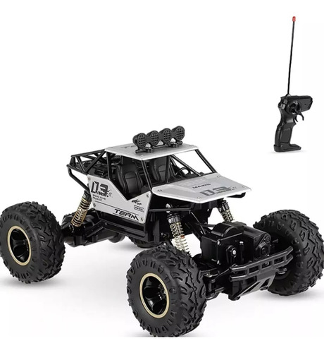 Carrinho Controle Remoto 4x4 Monster Truck Rock Crawler Rc Prata