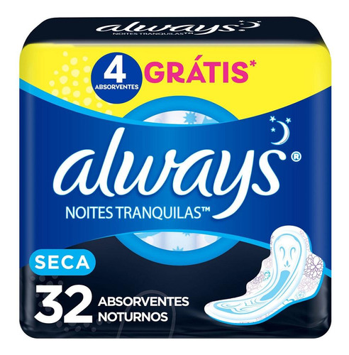 Absorvente Always Noites Tranquilas Seca C/abas 28cm 32un