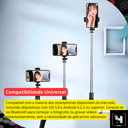 Bastão Selfie Tripé Ajustável Com Controle Para Smartphone