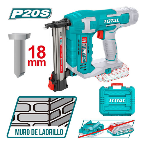 Clavadora Concreto Industrial 20v + 200 Clavos + 2 Acc Total