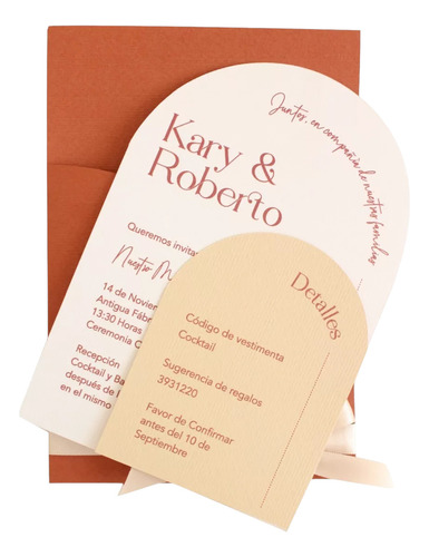 Invitaciones Boda - 15 Años Arco Elegante Naranja 30 Piezas