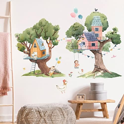 2 Pcs Pegatinas De Pared De Árbol De Dibujos Animados Calcom