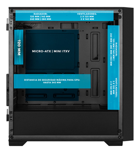 Gabinete Xtreme Pc Minecraft Skeleton Micro Atx Usb-c Argb