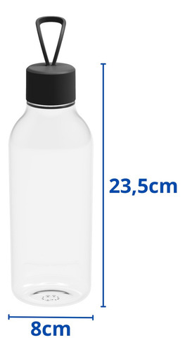 Botella de agua plana portátil, resistente, de 700 ml, color negro
