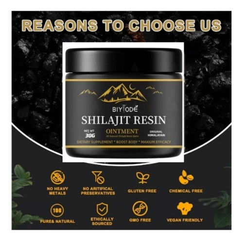 Novo suplemento de resina Shilajit orgânica natural Potenc Color Fix