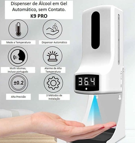 Imagen 2 de 9 de Dispensador Termómetro Automático Gel K9 Pro