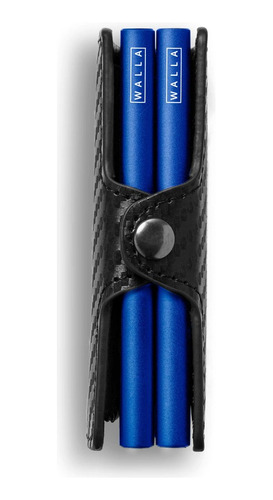 Billetera Walla Wallets Carbono Black & Blue Doble Rfid