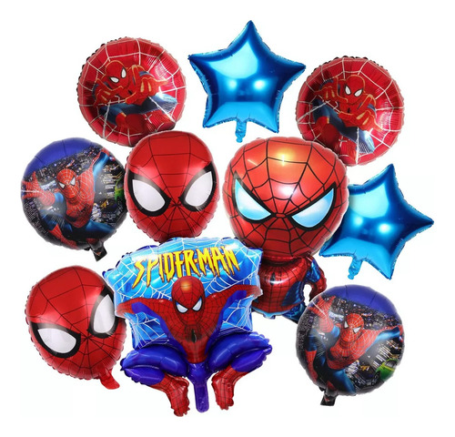 Kit 10 Globos Para Spiderman Decoracion De Cumpleaños Fiesta