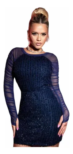 Vestido de pelinho store manga longa