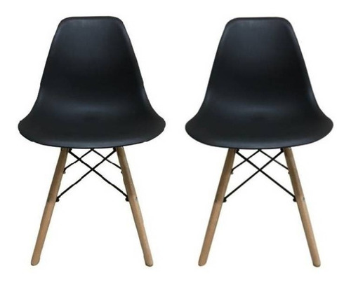 Cadeira de jantar Begônia Eames, estrutura de cor  preto, 2 unidades