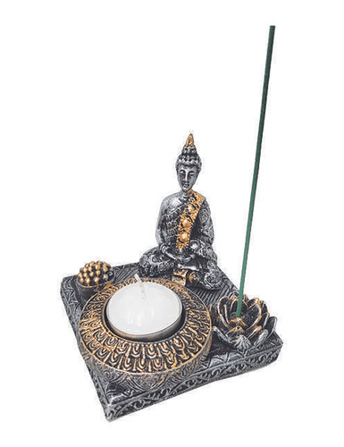 Incensário E Castiçal Vela E Incenso Buda Zen 13586