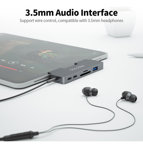 Hub Tipo C, Puerto Hd, 7 En 1, Docooler Sd Compatible Con Ra