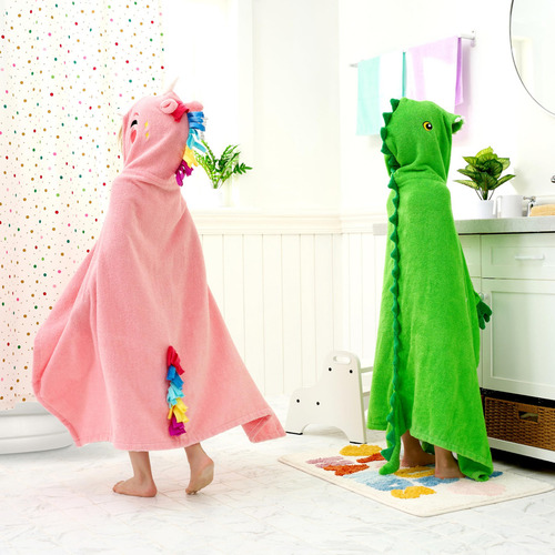 Toalla Con Capucha Joiedomi Dinosaur 100% Algodón Para Niños Color Green Dinosaur