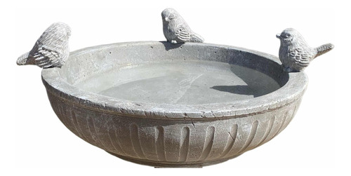Fuente De Agua Pileta Bebedero Pájaros Cemento Hormigón 45cm