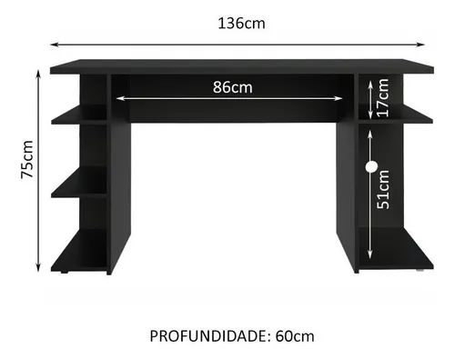 Mesa Para Computador Gamer Escrivaninha XC94098N Madesa Preto