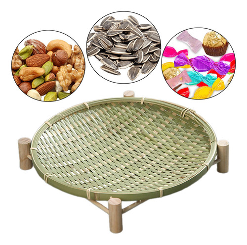 Cesta Tejida De Bambú, Cesta Para Servir Con 30cm Verde