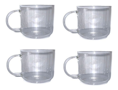 Pack De 4 Tazas Jarros Para Te O Cafe Vidrio Mucha Onda