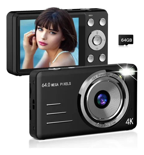 Cámara Digital Campark AC16 – 64MP, 4K, Zoom 18x, Con 64GB Y Trípode De Mano, Negra