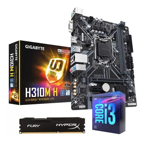 Kit Intel Core I3 9100f + Placa Mãe H310m-h +2x 8gb Ddr4