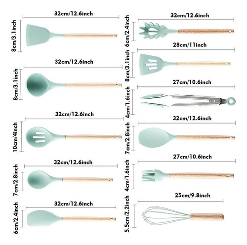 Conjunto De Utensílios De Cozinha De Silicone Com 11 Peças
