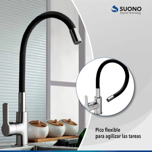 Canilla Grifer a De Cocina Monocomando Flexible Cromo Color Plateado 43.862 5