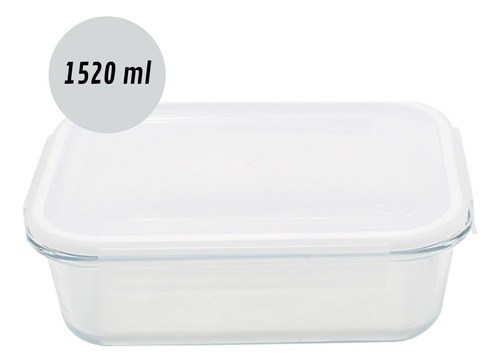 Pote Para Alimentos Em Vidro Com Tampa De 1520ml Bela Kasa Cor Branco