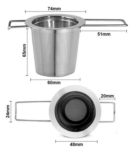 . Filtro De Té De Acero Inoxidable Con Tapa, Colador De Té