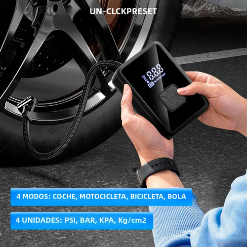 Compresor de Aire Portátil Multiusos - Mini Bomba de Aire Inalámbrica Rápida para Inflar Llantas de Carros, Motos y Bicicletas, Compresor Eléctrico Compacto con Alta Presión para Neumáticos
